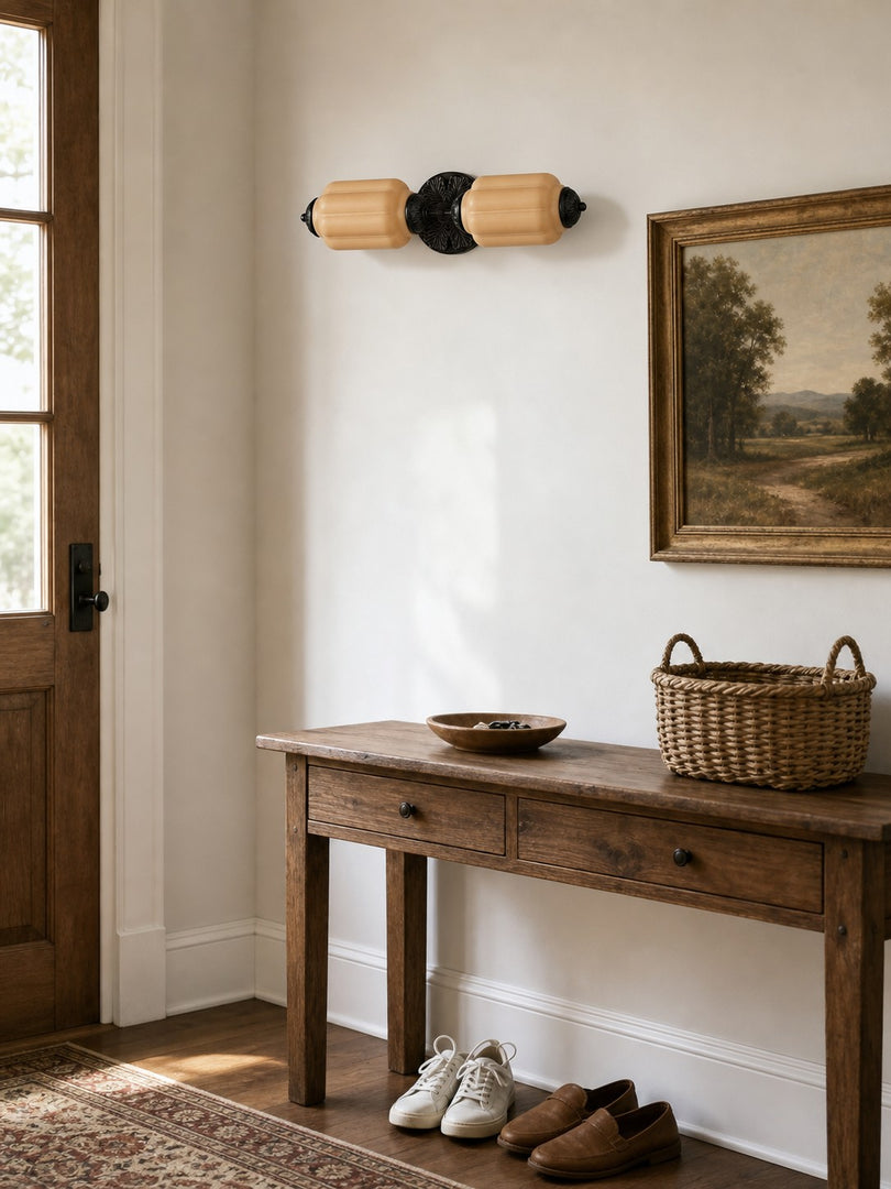 Eloise Vintage Scalloped Milk Glass Wall Sconce - Modern Accent Lighting for Bathroom and Bedroom