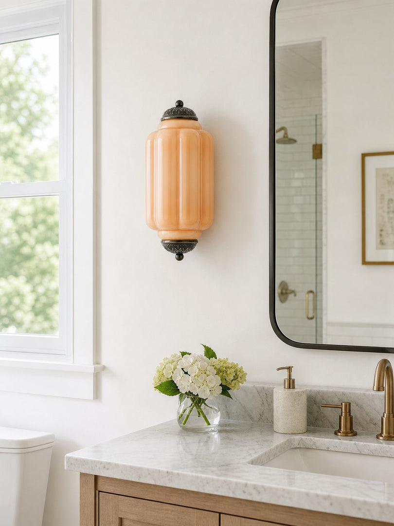 Eloise Vintage Scalloped Milk Glass Wall Sconce - Modern Accent Lighting for Bathroom and Bedroom