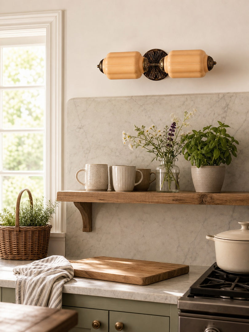 Eloise Vintage Scalloped Milk Glass Wall Sconce - Modern Accent Lighting for Bathroom and Bedroom