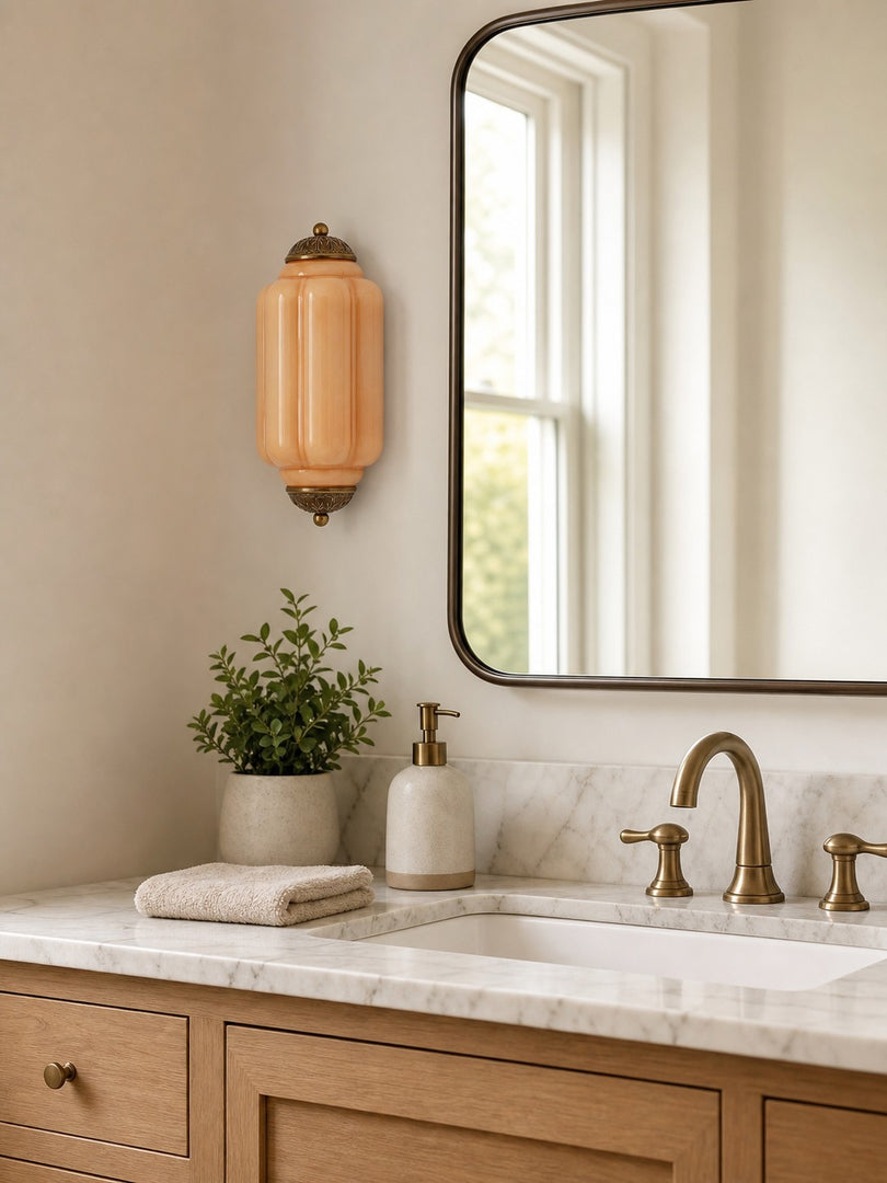 Eloise Vintage Scalloped Milk Glass Wall Sconce - Modern Accent Lighting for Bathroom and Bedroom
