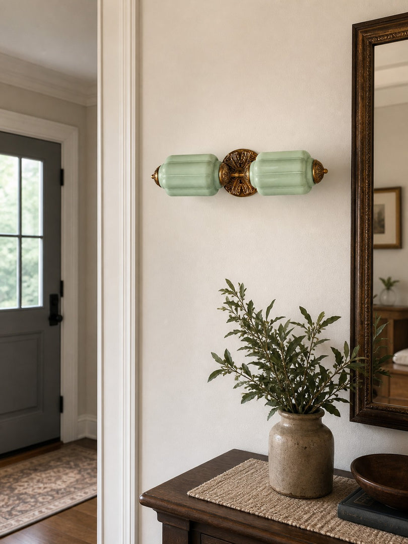 Eloise Vintage Scalloped Milk Glass Wall Sconce - Modern Accent Lighting for Bathroom and Bedroom