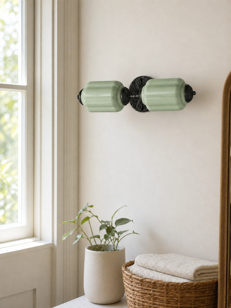 Eloise Vintage Scalloped Milk Glass Wall Sconce - Modern Accent Lighting for Bathroom and Bedroom