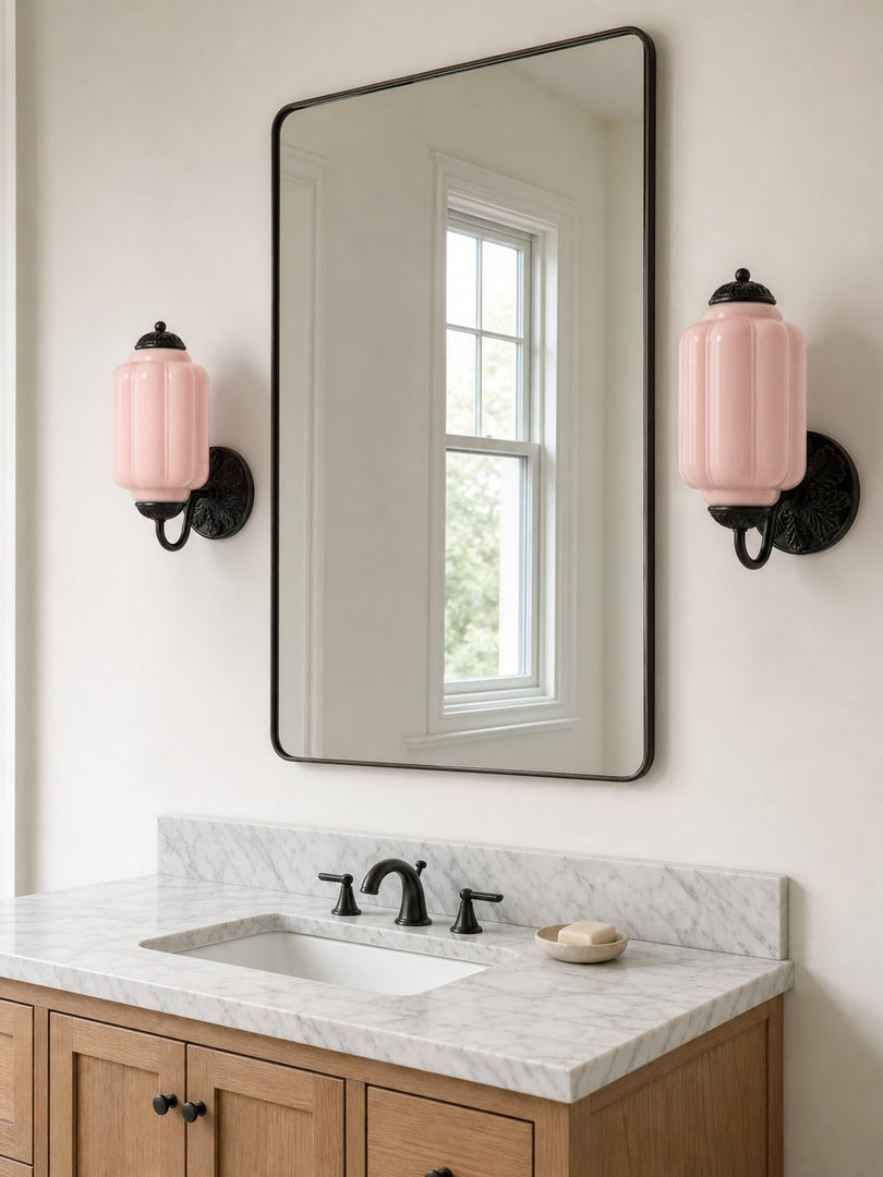 Eloise Vintage Scalloped Milk Glass Wall Sconce - Modern Accent Lighting for Bathroom and Bedroom