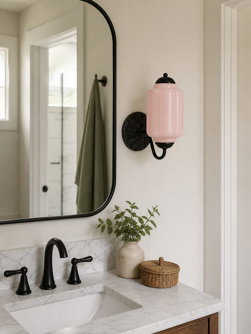 Eloise Vintage Scalloped Milk Glass Wall Sconce - Modern Accent Lighting for Bathroom and Bedroom