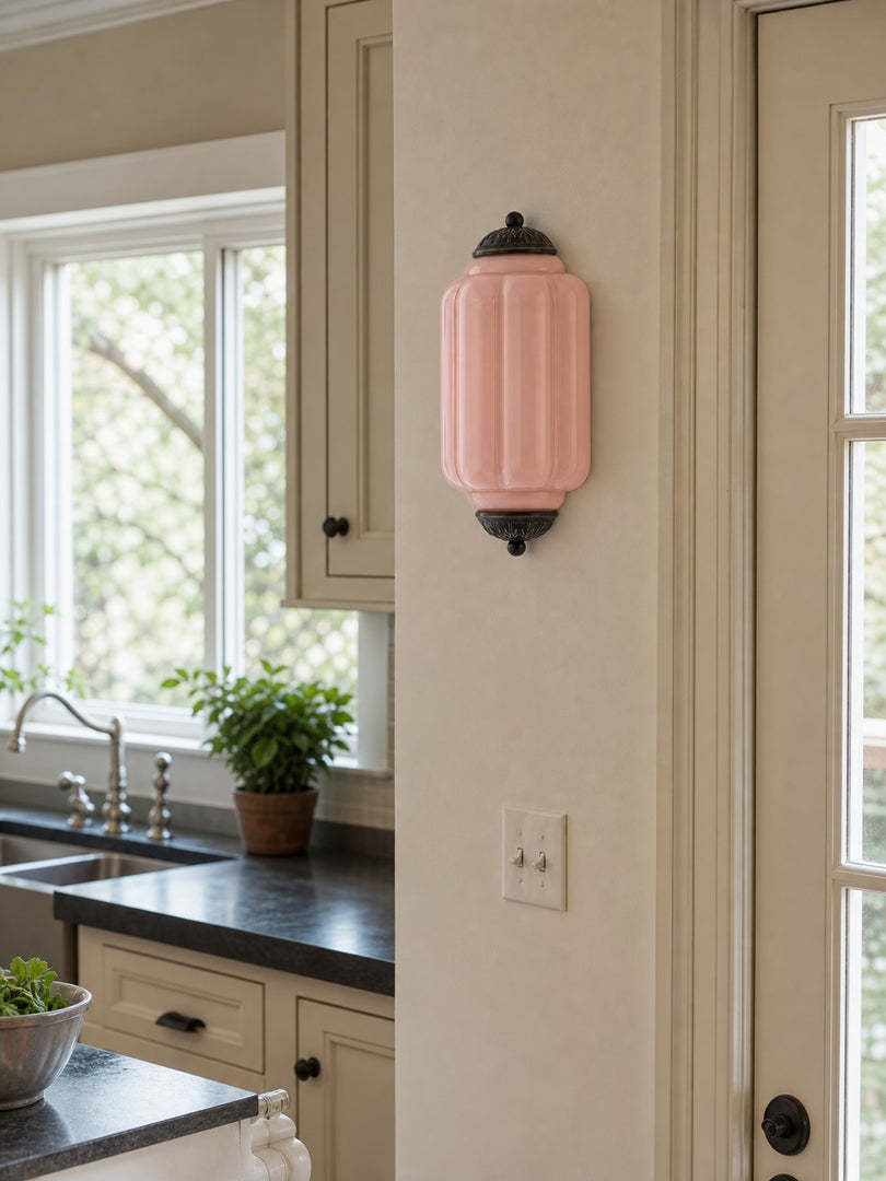 Eloise Vintage Scalloped Milk Glass Wall Sconce - Modern Accent Lighting for Bathroom and Bedroom