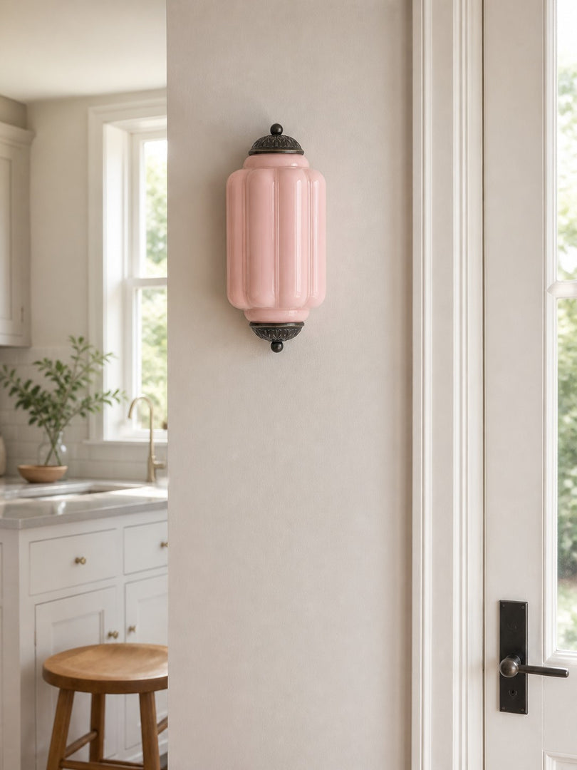 Eloise Vintage Scalloped Milk Glass Wall Sconce - Modern Accent Lighting for Bathroom and Bedroom