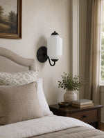 Load image into Gallery viewer, Eloise Vintage Scalloped Milk Glass Wall Sconce - Modern Accent Lighting for Bathroom and Bedroom