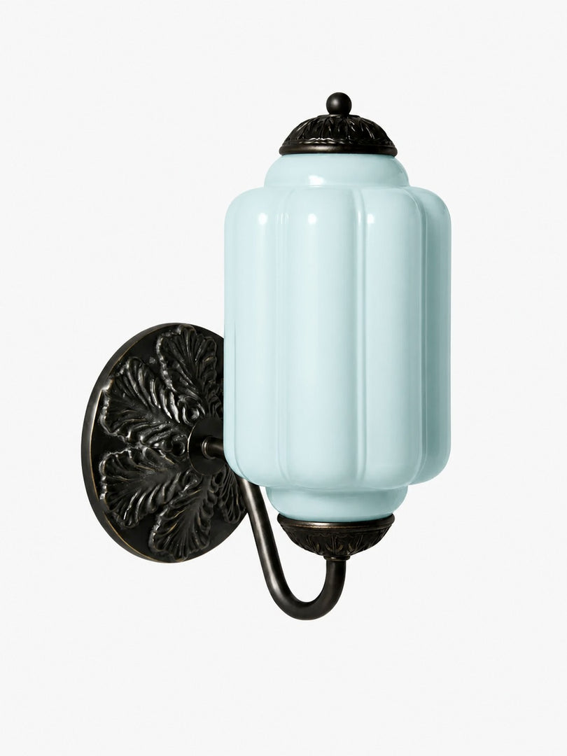 Eloise Vintage Scalloped Milk Glass Wall Sconce - Modern Accent Lighting for Bathroom and Bedroom