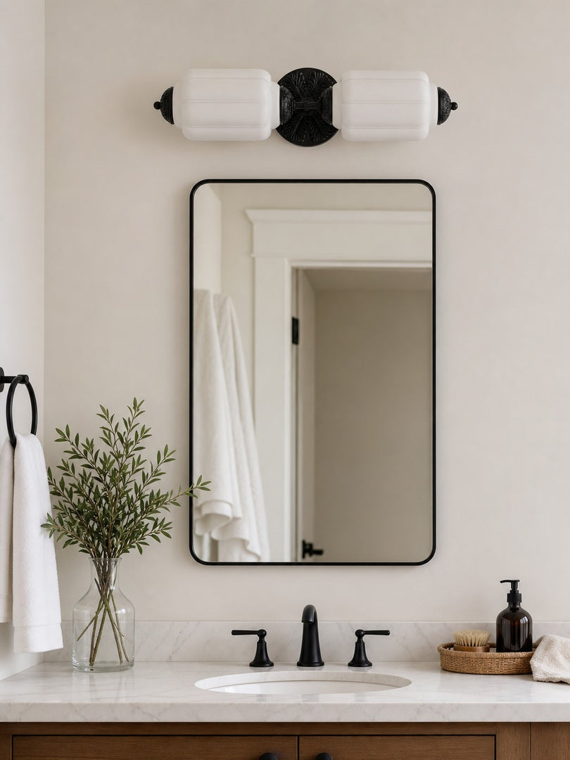 Eloise Vintage Scalloped Milk Glass Wall Sconce - Modern Accent Lighting for Bathroom and Bedroom