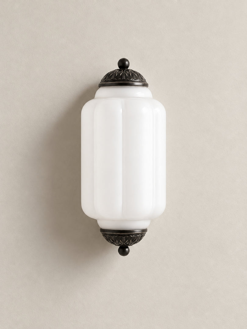 Eloise Vintage Scalloped Milk Glass Wall Sconce - Modern Accent Lighting for Bathroom and Bedroom