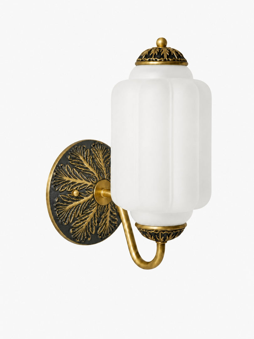 Eloise Vintage Scalloped Milk Glass Wall Sconce - Modern Accent Lighting for Bathroom and Bedroom