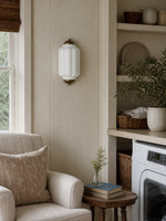 Load image into Gallery viewer, Eloise Vintage Scalloped Milk Glass Wall Sconce - Modern Accent Lighting for Bathroom and Bedroom