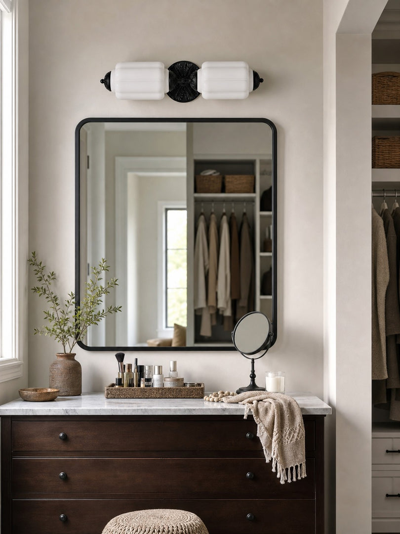 Eloise Vintage Scalloped Milk Glass Wall Sconce - Modern Accent Lighting for Bathroom and Bedroom