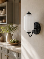 Load image into Gallery viewer, Eloise Vintage Scalloped Milk Glass Wall Sconce - Modern Accent Lighting for Bathroom and Bedroom