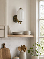 Load image into Gallery viewer, Eloise Vintage Scalloped Milk Glass Wall Sconce - Modern Accent Lighting for Bathroom and Bedroom