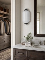 Load image into Gallery viewer, Eloise Vintage Scalloped Milk Glass Wall Sconce - Modern Accent Lighting for Bathroom and Bedroom