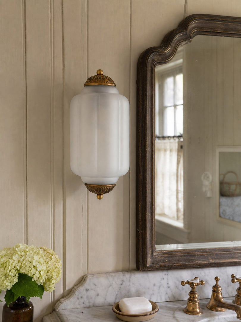 Eloise Vintage Scalloped Milk Glass Wall Sconce - Modern Accent Lighting for Bathroom and Bedroom