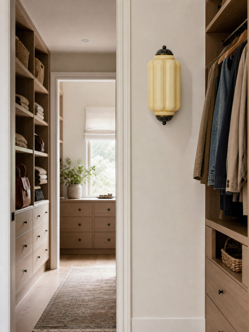 Eloise Vintage Scalloped Milk Glass Wall Sconce - Modern Accent Lighting for Bathroom and Bedroom