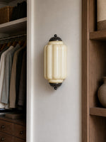 Load image into Gallery viewer, Eloise Vintage Scalloped Milk Glass Wall Sconce - Modern Accent Lighting for Bathroom and Bedroom