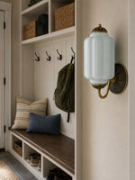 Load image into Gallery viewer, Eloise Vintage Scalloped Milk Glass Wall Sconce - Modern Accent Lighting for Bathroom and Bedroom