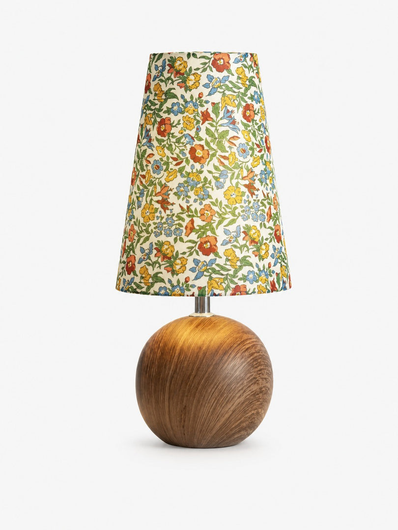 Florence Floral Fabric Table Lamp – Vintage Wood Base Bedside Light for Bedroom, Reading Nook