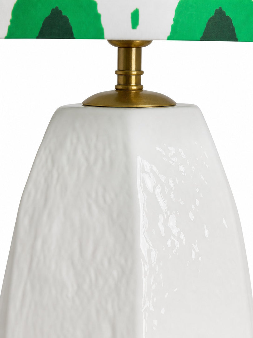 Arivane Retro-Tischlampe – Keramikfuß und grüner gemusterter Lampenschirm für Wohnzimmer, Schlafzimmer und Eingangsbereich