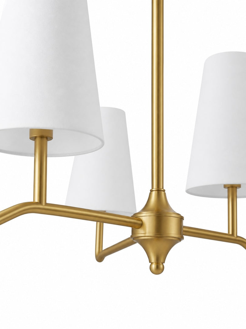 Strellux 4-Light Linear Chandelier with White Fabric Drum Shades, Brass or Black Dining Room and Kitchen Island Lighting
