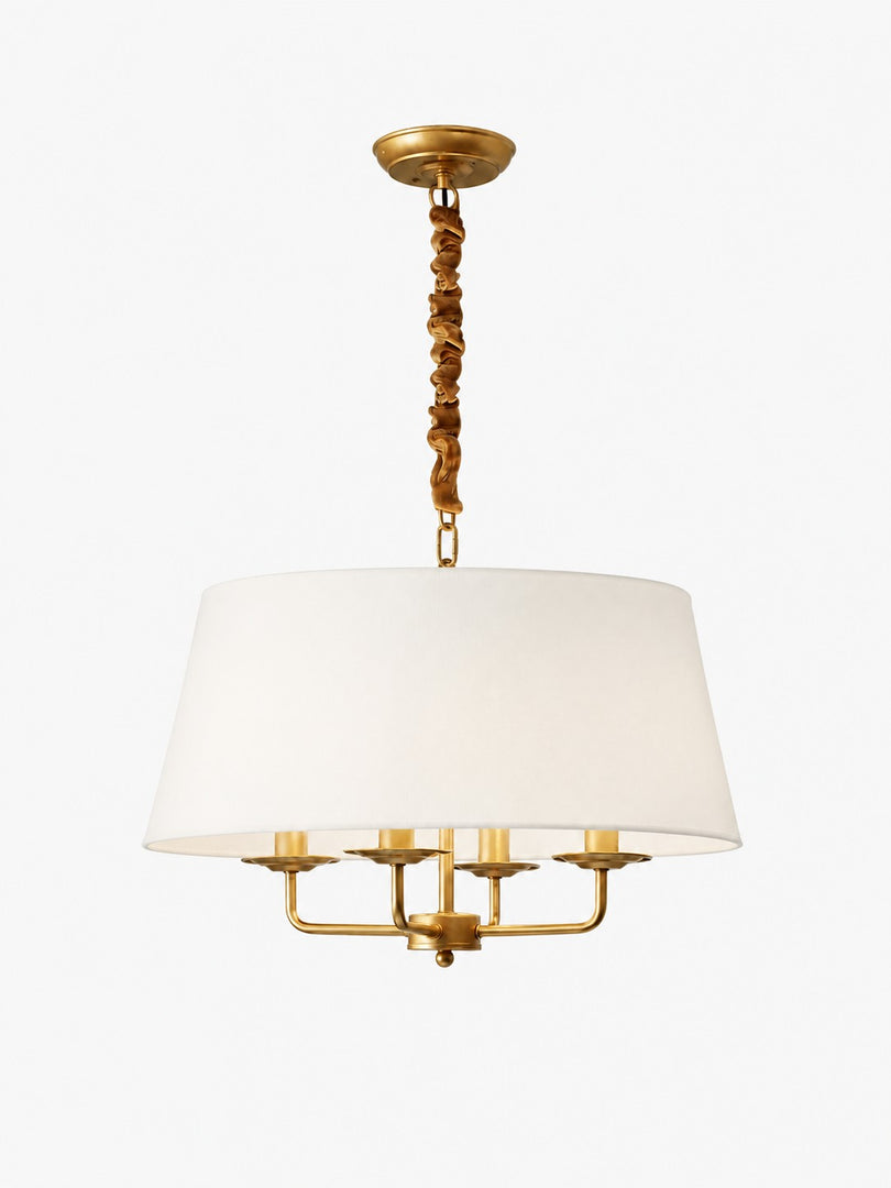 Tela Stoffschirm Kronleuchter mit Geschwungenem Arm Design und Leinen Schirmen - Metall Vintage Stil für Esszimmer  