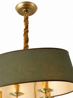 Bild in Gallery-Viewer laden, Tela Stoffschirm Kronleuchter mit Geschwungenem Arm Design und Leinen Schirmen - Metall Vintage Stil für Esszimmer  