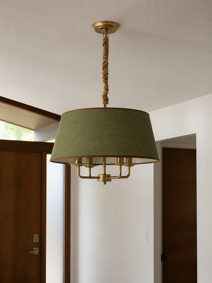 Tela Stoffschirm Kronleuchter mit Geschwungenem Arm Design und Leinen Schirmen - Metall Vintage Stil für Esszimmer  