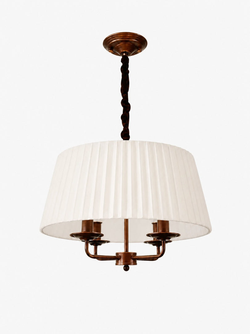 Tela French Style 4-Light Pleated Fabric Shade Chandelier with Painted Iron Frame for Bedroom and Dining Room