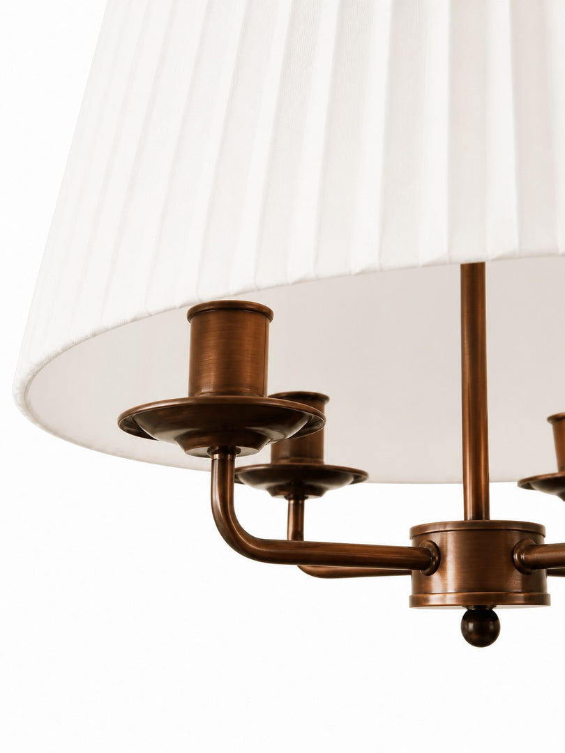Tela French Style 4-Light Pleated Fabric Shade Chandelier with Painted Iron Frame for Bedroom and Dining Room