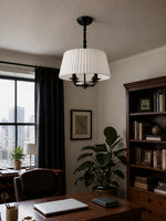 Load image into Gallery viewer, Tela French Style 4-Light Pleated Fabric Shade Chandelier with Painted Iron Frame for Bedroom and Dining Room