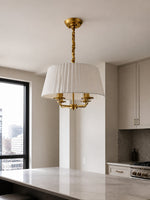 Load image into Gallery viewer, Tela French Style 4-Light Pleated Fabric Shade Chandelier with Painted Iron Frame for Bedroom and Dining Room