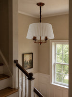 Load image into Gallery viewer, Tela French Style 4-Light Pleated Fabric Shade Chandelier with Painted Iron Frame for Bedroom and Dining Room