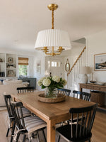 Load image into Gallery viewer, Tela French Style 4-Light Pleated Fabric Shade Chandelier with Painted Iron Frame for Bedroom and Dining Room