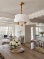 Load image into Gallery viewer, Tela French Style 4-Light Pleated Fabric Shade Chandelier with Painted Iron Frame for Bedroom and Dining Room