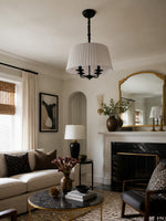 Load image into Gallery viewer, Tela French Style 4-Light Pleated Fabric Shade Chandelier with Painted Iron Frame for Bedroom and Dining Room