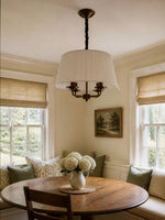 Load image into Gallery viewer, Tela French Style 4-Light Pleated Fabric Shade Chandelier with Painted Iron Frame for Bedroom and Dining Room
