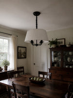 Load image into Gallery viewer, Tela French Style 4-Light Pleated Fabric Shade Chandelier with Painted Iron Frame for Bedroom and Dining Room