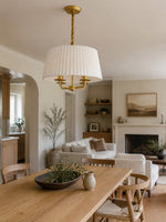 Load image into Gallery viewer, Tela French Style 4-Light Pleated Fabric Shade Chandelier with Painted Iron Frame for Bedroom and Dining Room