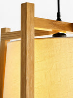 Cargar imagen en el visor de la Galería, Lámpara colgante japonesa con estructura de madera y pantalla de tela: acabado de madera natural o nogal para el comedor y la isla de cocina