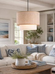 Wabi-Sabi Linen Drum Pendant Lamp