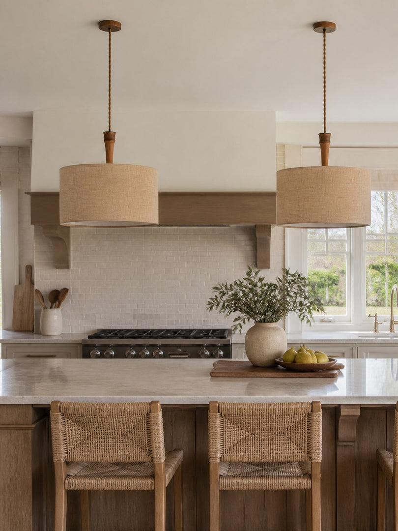 Suspension abat-jour en lin naturel
