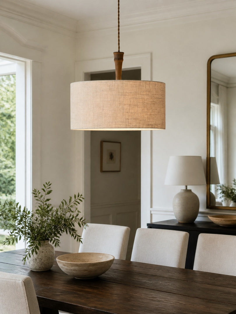 Suspension abat-jour en lin naturel