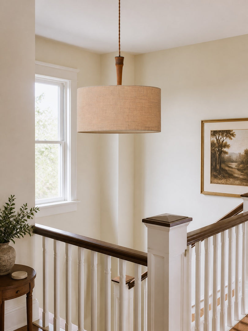 Suspension abat-jour en lin naturel