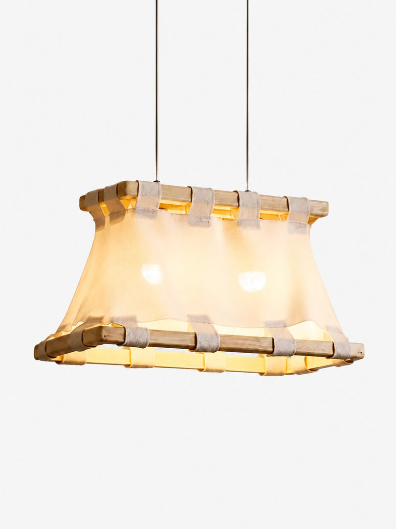 Suspension en bois et tissu Wabi-Sabi
