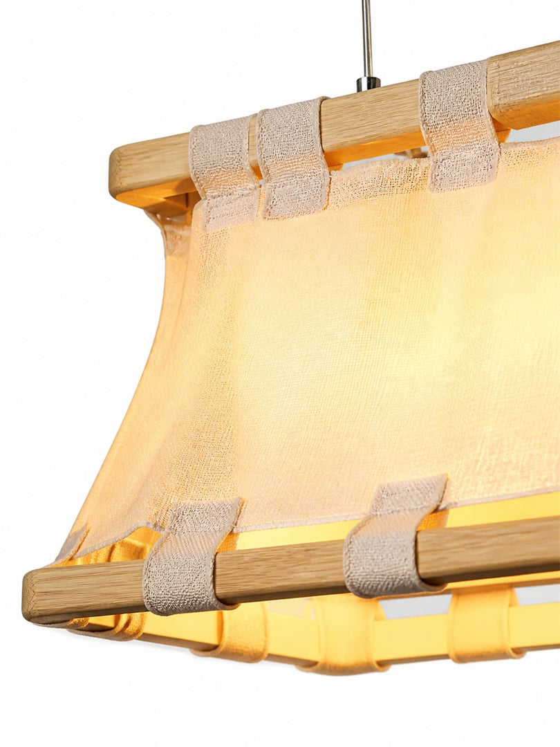 Suspension en bois et tissu Wabi-Sabi