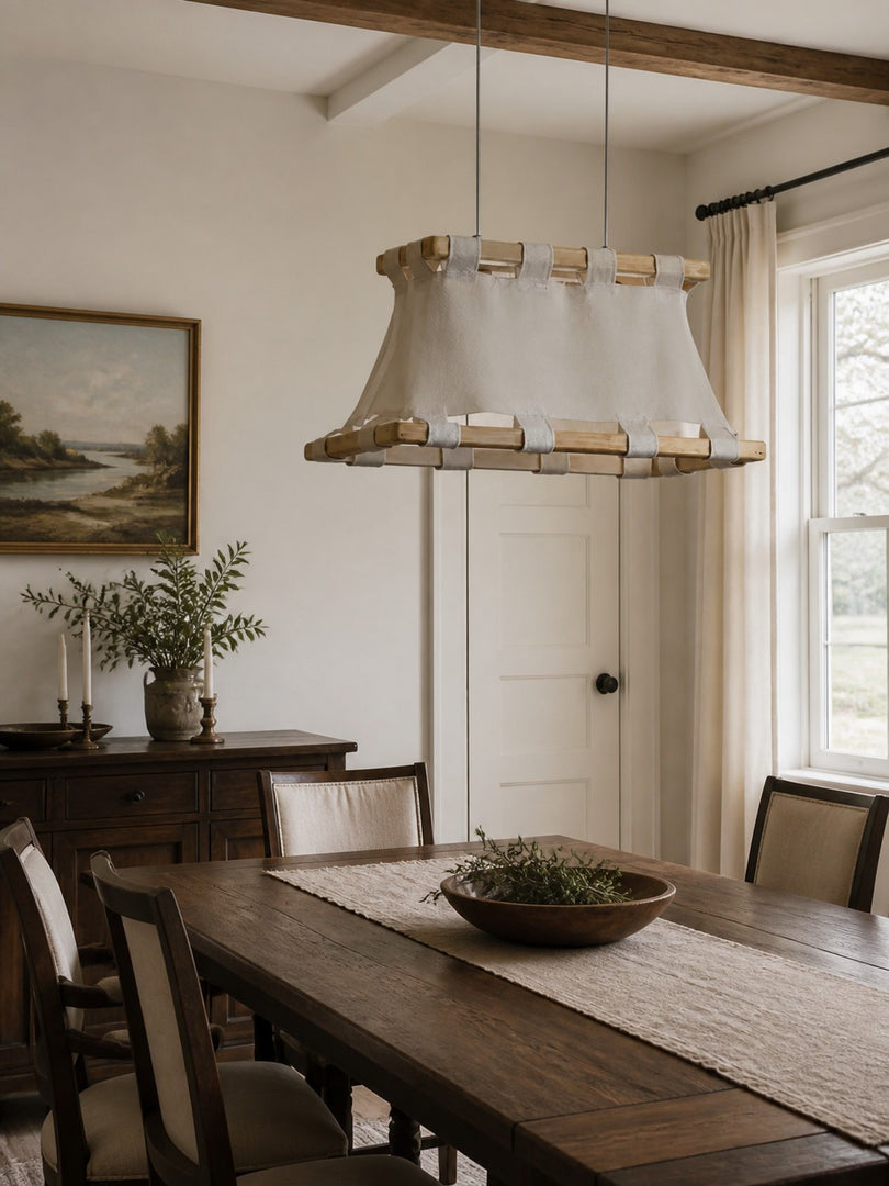 Suspension en bois et tissu Wabi-Sabi