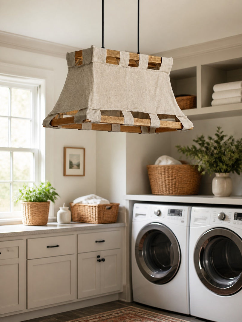 Suspension en bois et tissu Wabi-Sabi